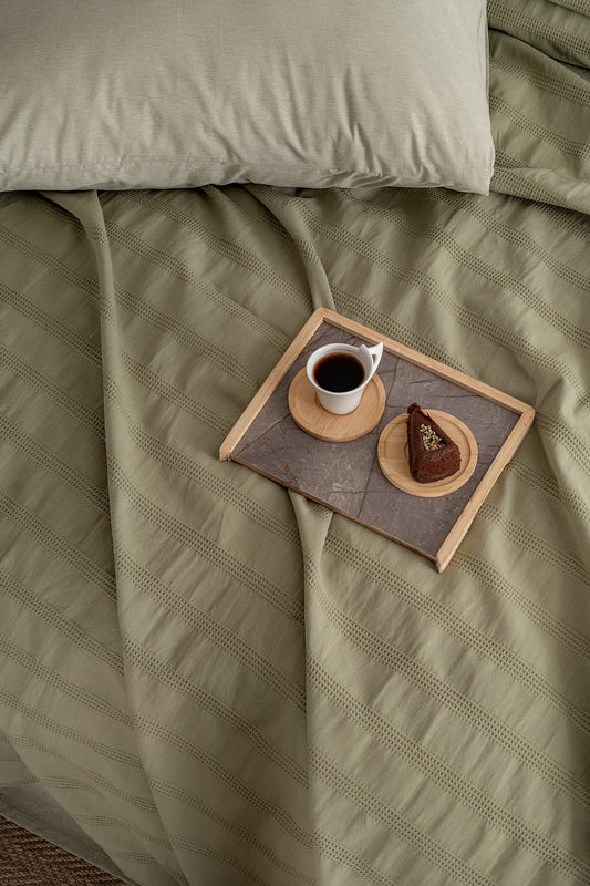 Alaca Çift Kişilik Pike Takımı – Haki Yeşil (200×220)