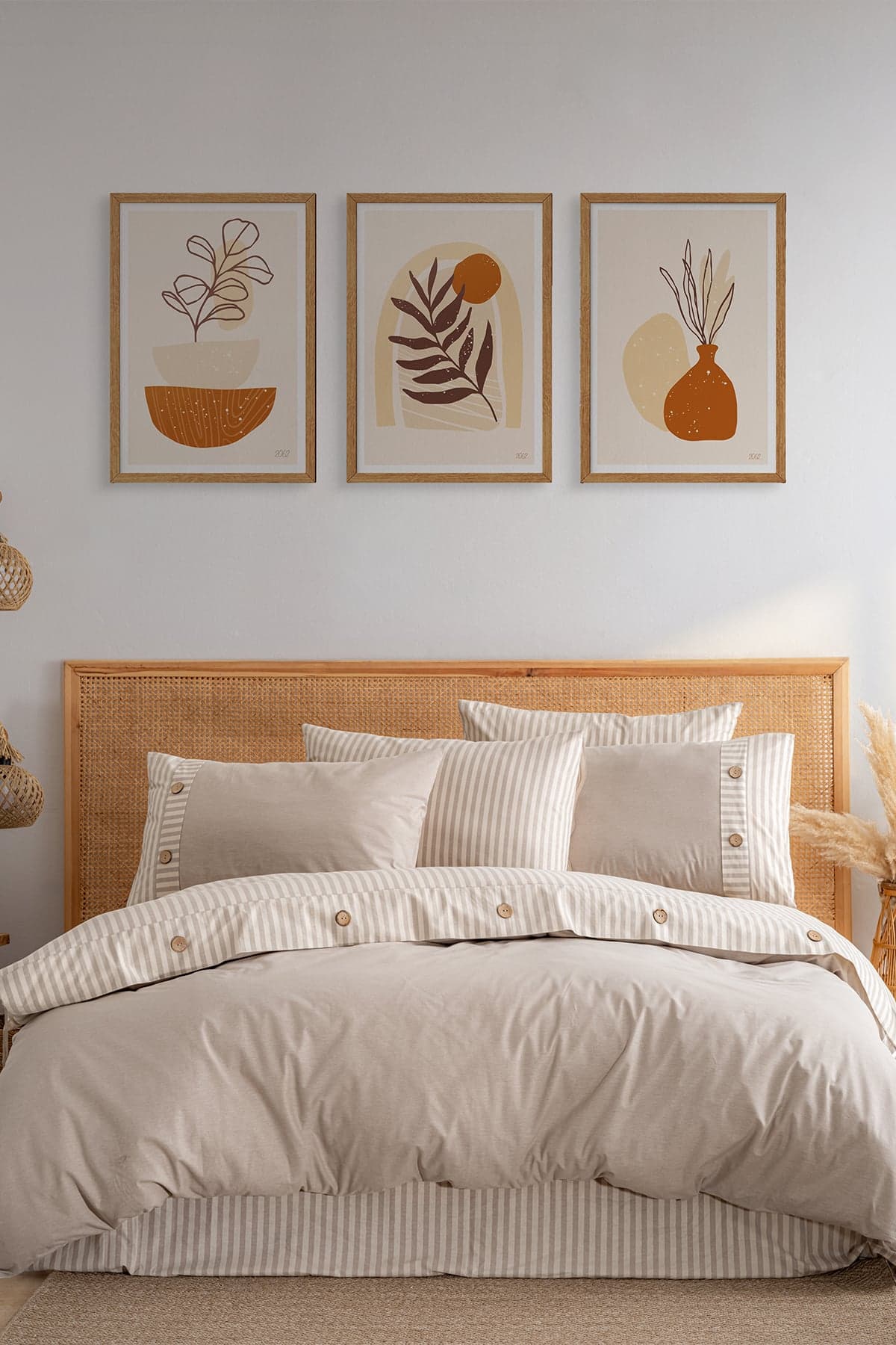 Linea Çift Kişilik Nevresim Takım, %100 Naturel Pamuk — 200 x 220 / Bej