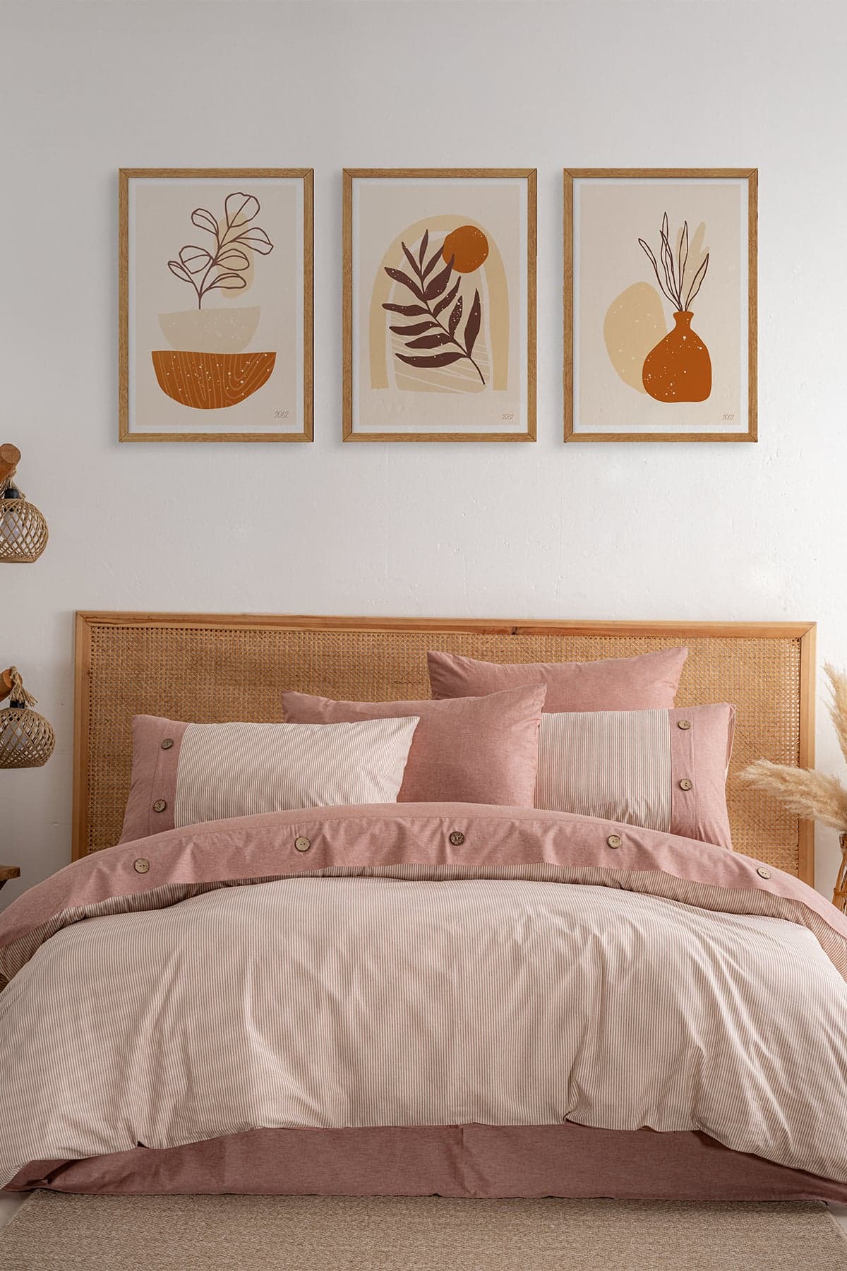 Linea Çift Kişilik Nevresim Takım, %100 Naturel Pamuk — 200 x 220 / Gül Kurusu