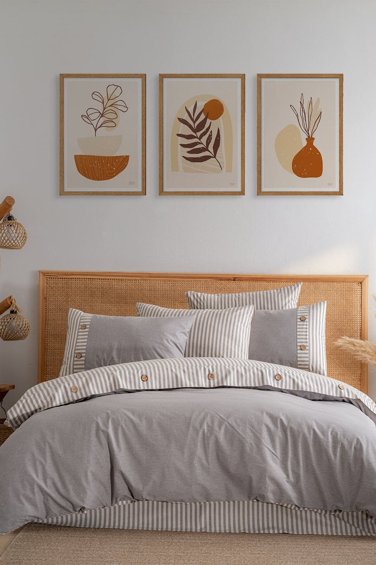 Linea Çift Kişilik Nevresim Takım, %100 Naturel Pamuk — 200 x 220 / Gri