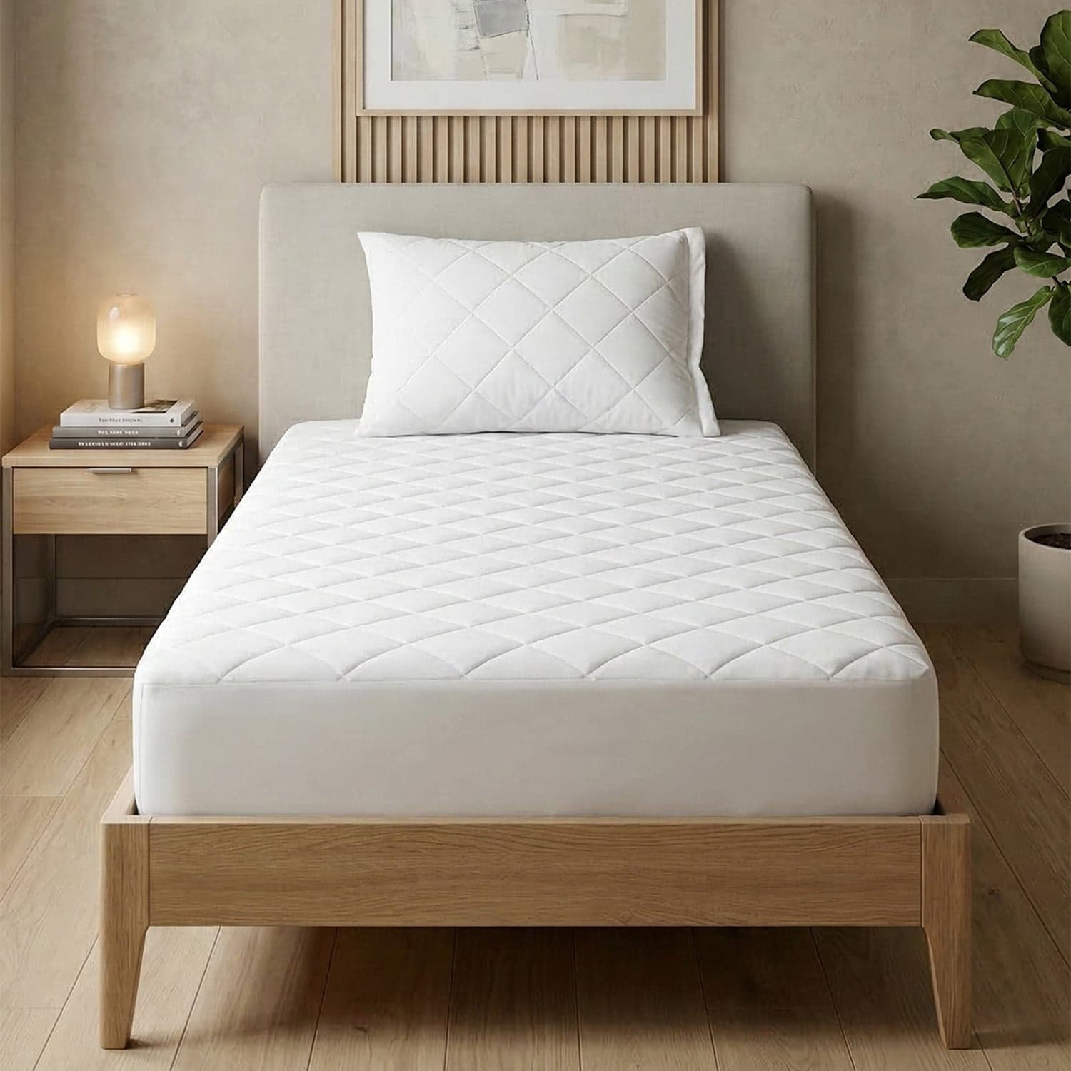 Ticotto Doğal Uyku Serisi %100 Mikrofiber Kapitone Su Geçirmez Fitted Alez — 100 x 200 / Beyaz