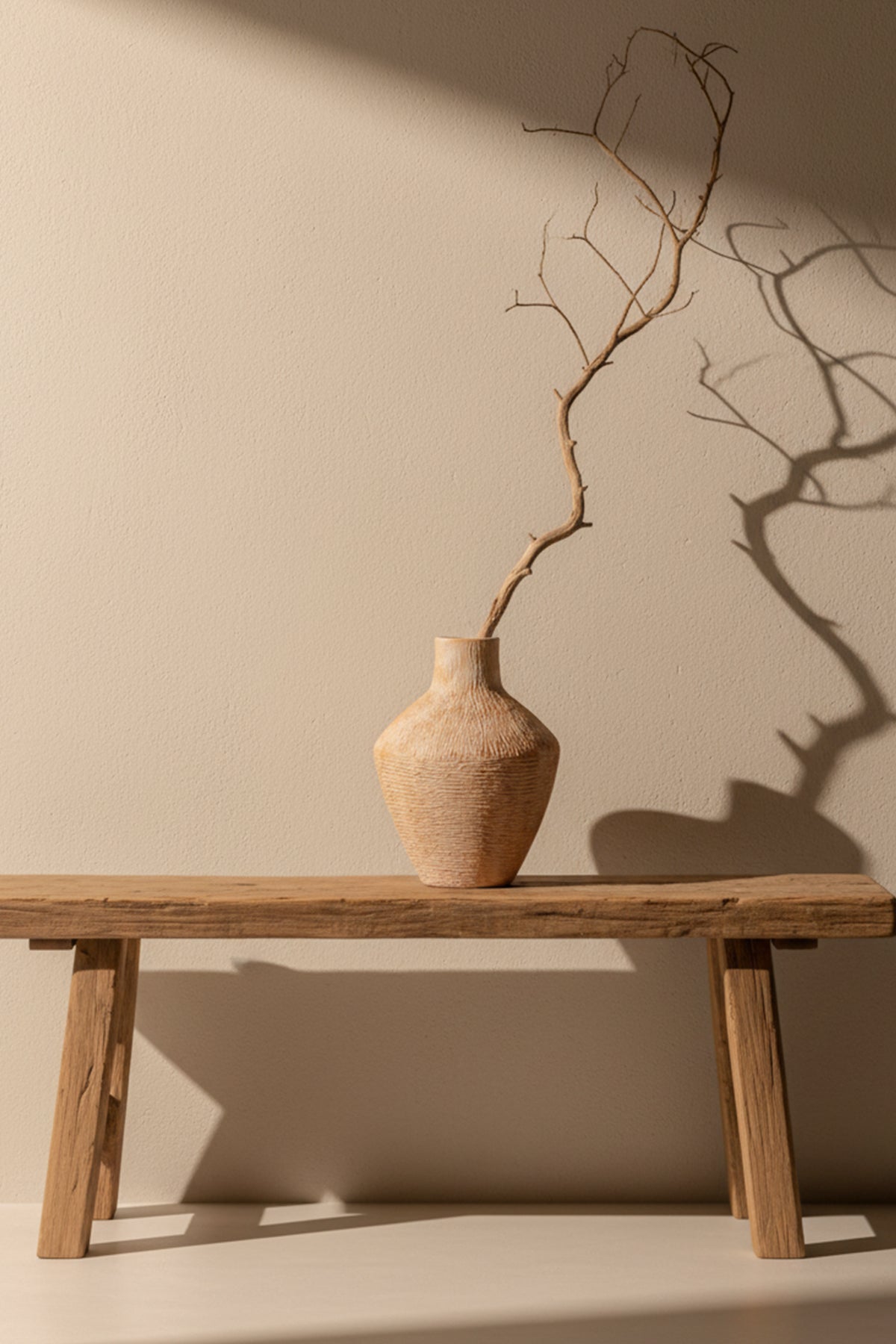 Alora Dokulu Terracotta Vazo – Krem & Toprak Ton