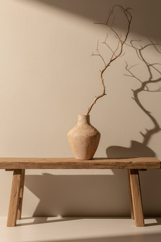 Alora Dokulu Terracotta Vazo – Krem & Toprak Ton