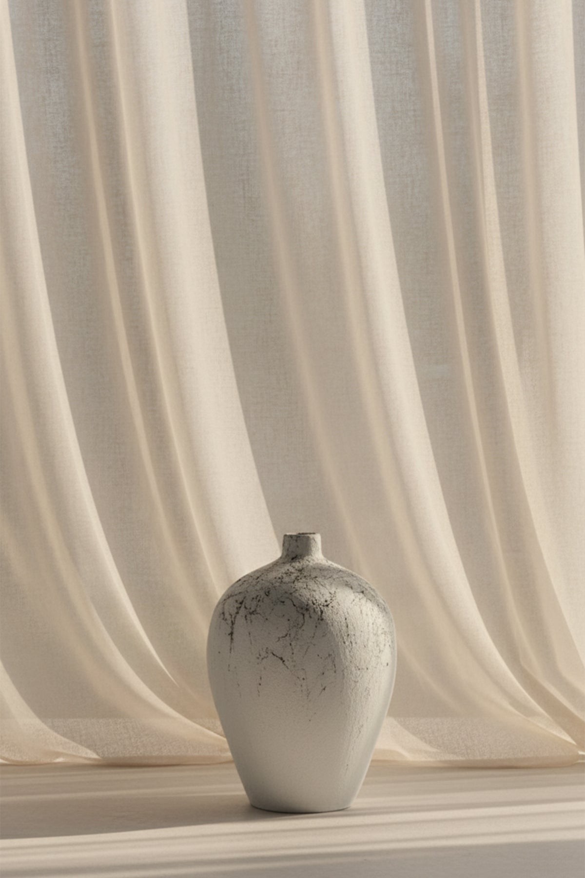 Savia Mermer Desenli Terracotta Vazo – Beyaz/Siyah