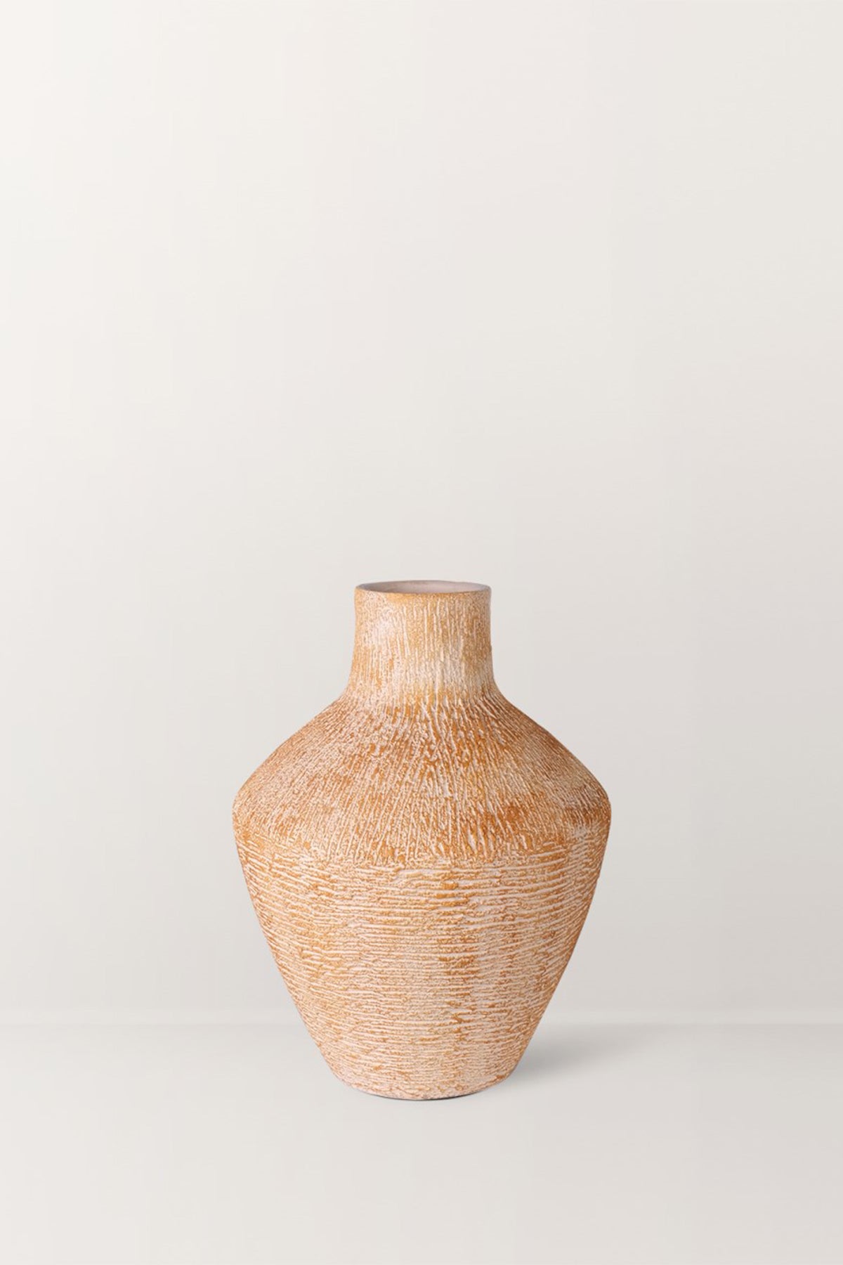 Alora Dokulu Terracotta Vazo – Krem & Toprak Ton