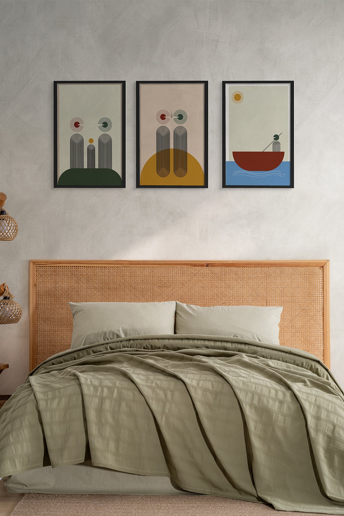 Alaca Çift Kişilik Pike Takımı – Haki Yeşil (200×220)