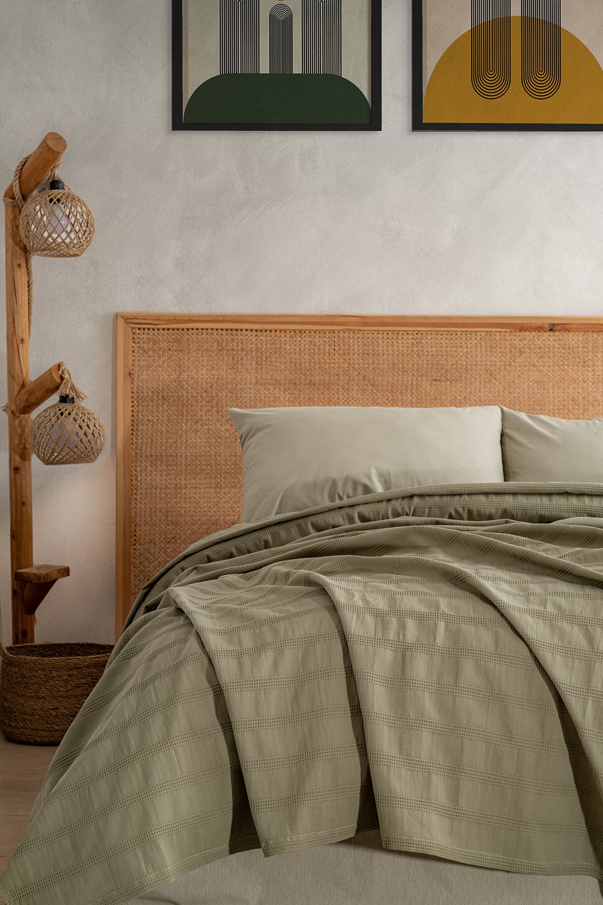 Alaca Çift Kişilik Pike Takımı – Haki Yeşil (200×220)