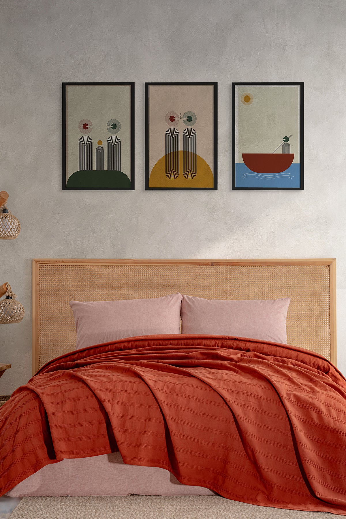 Alaca Çift Kişilik Pike Takımı – Kiremit (200×220)