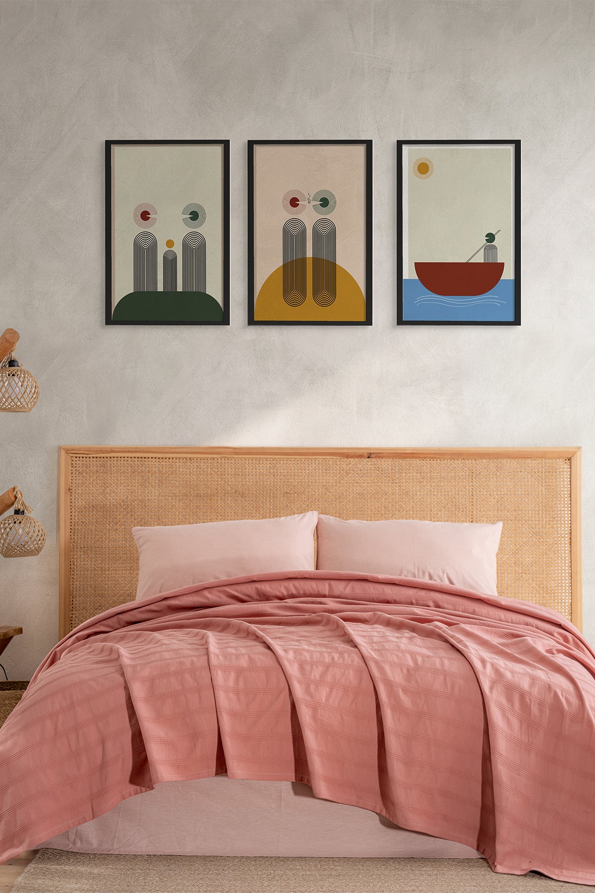 Alaca Çift Kişilik Pike Takımı – Pembe (200×220)