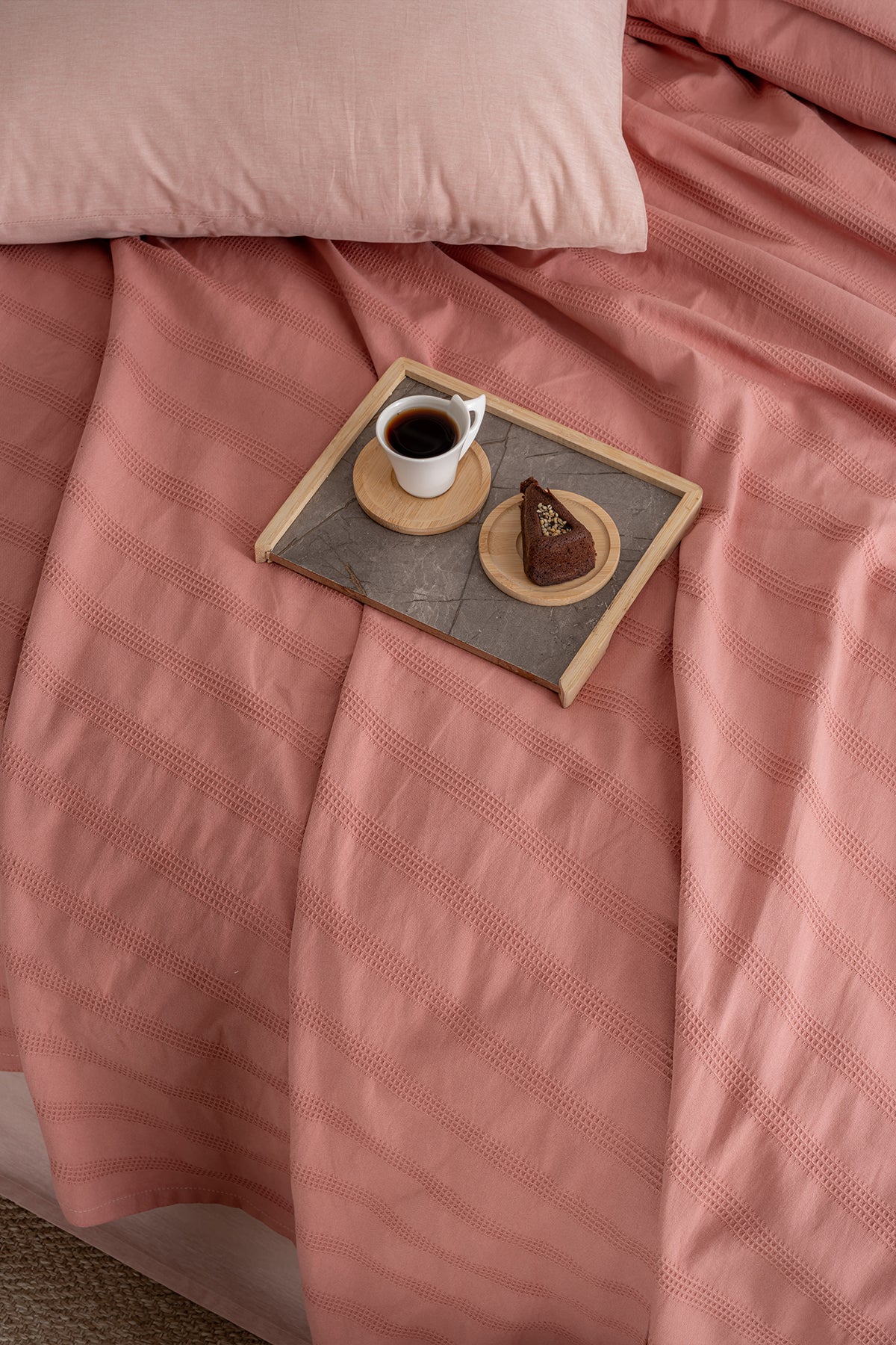 Alaca Çift Kişilik Pike Takımı – Pembe (200×220)