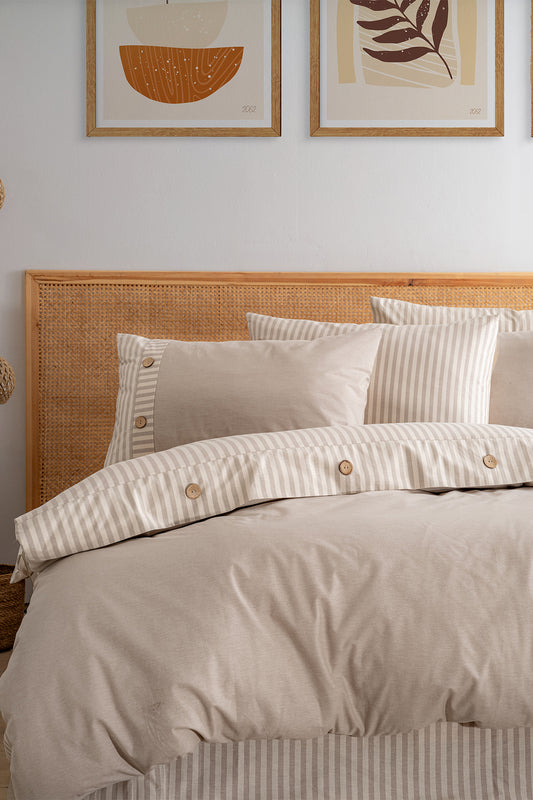 Linea Çift Kişilik Nevresim Takımı – Bej (200×220)