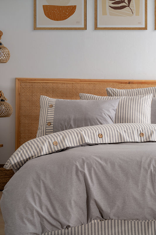 Linea Çift Kişilik Nevresim Takımı – Gri (200×220)