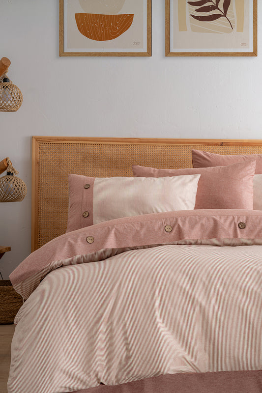 Linea Çift Kişilik Nevresim Takımı – Somon (200×220)