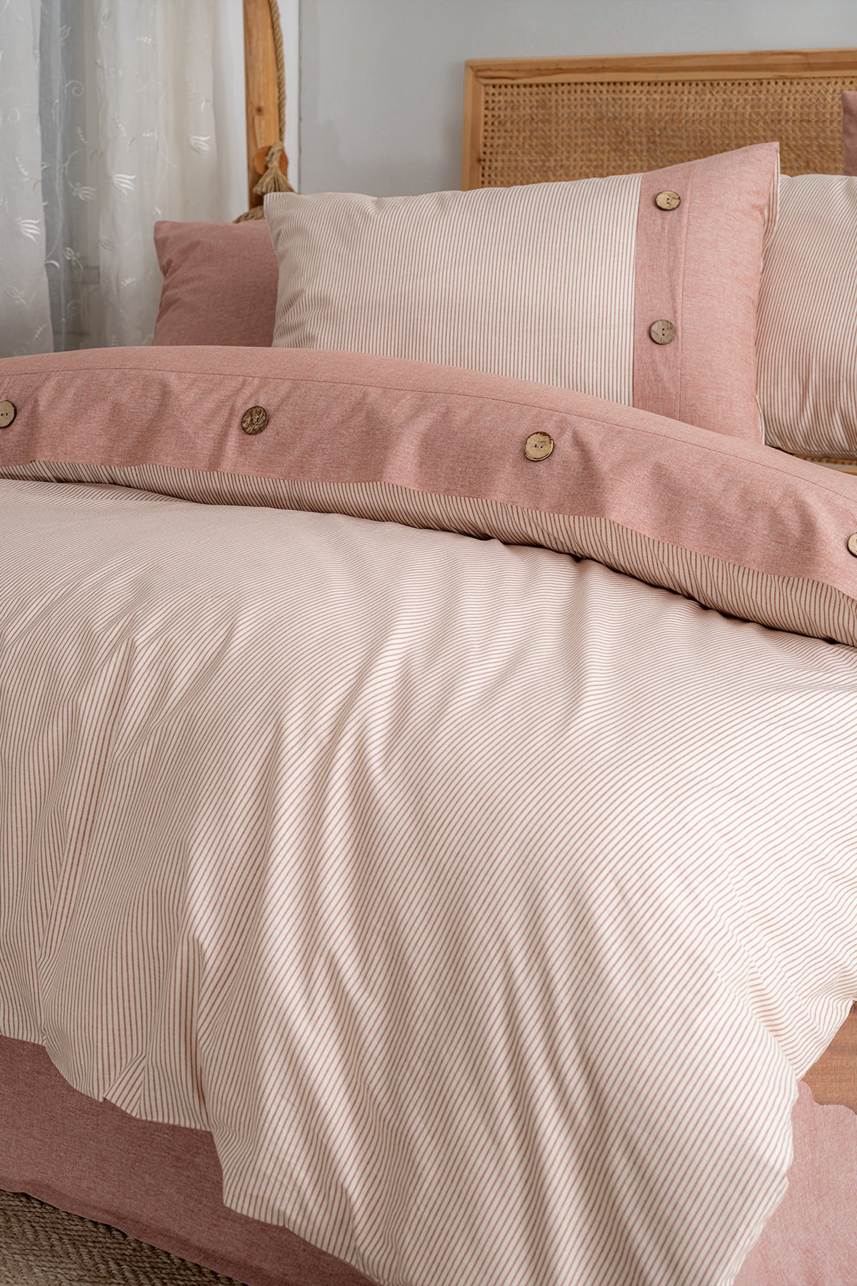 Linea Çift Kişilik Nevresim Takımı – Somon (200×220)